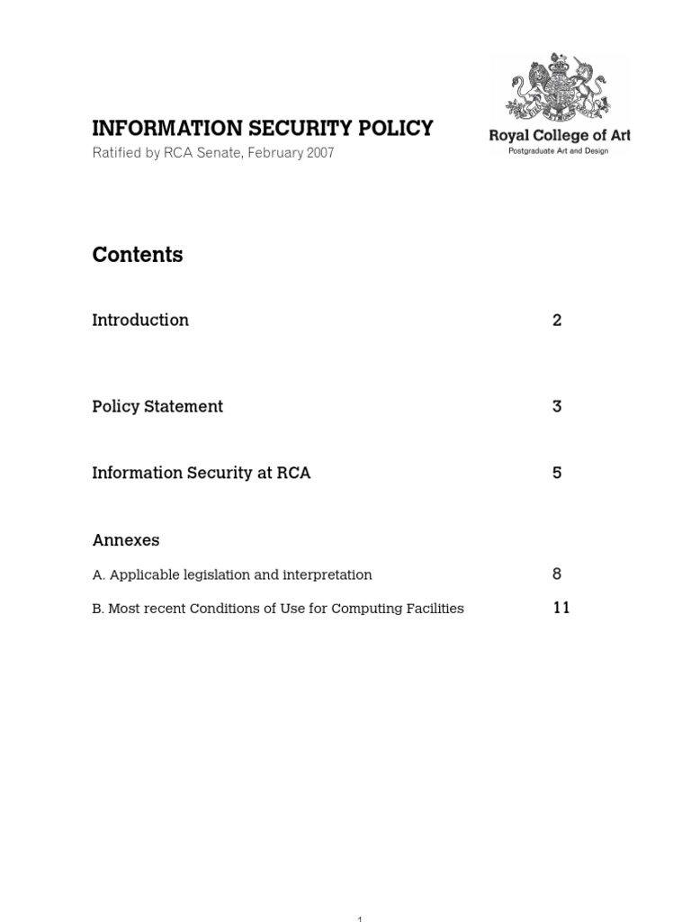 Information Security Policy PDF Information Security Computer Security