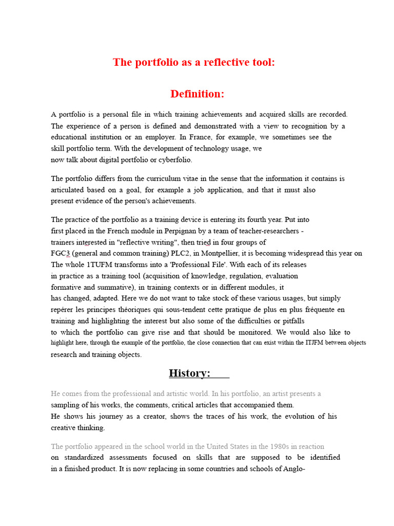 Reflective Portfolios in Education | PDF | Knowledge | Experience