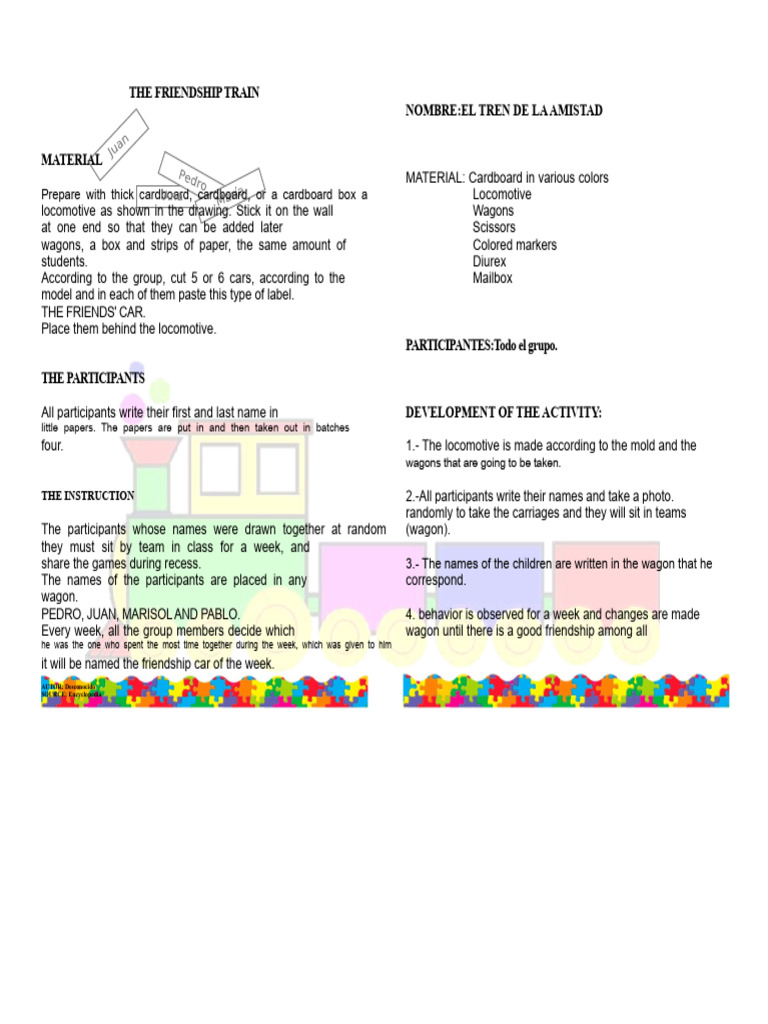 Friendship Train Activity Guide | PDF | Rolling Stock