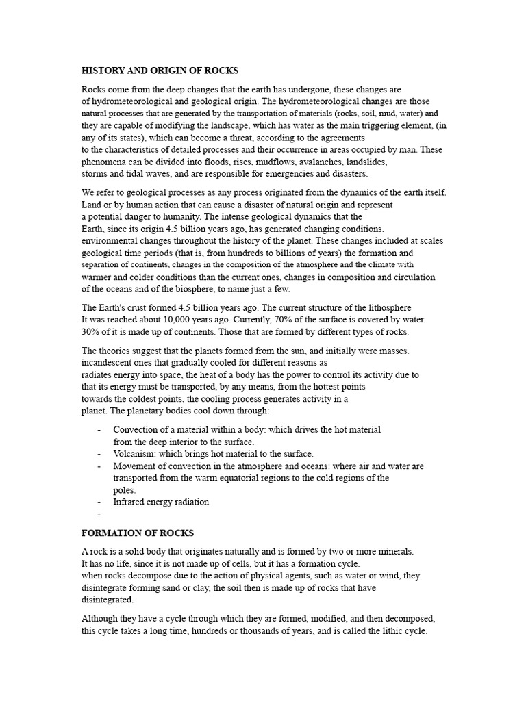 History and Formation of Rocks | PDF | Rock (Geology) | Sedimentary Rock