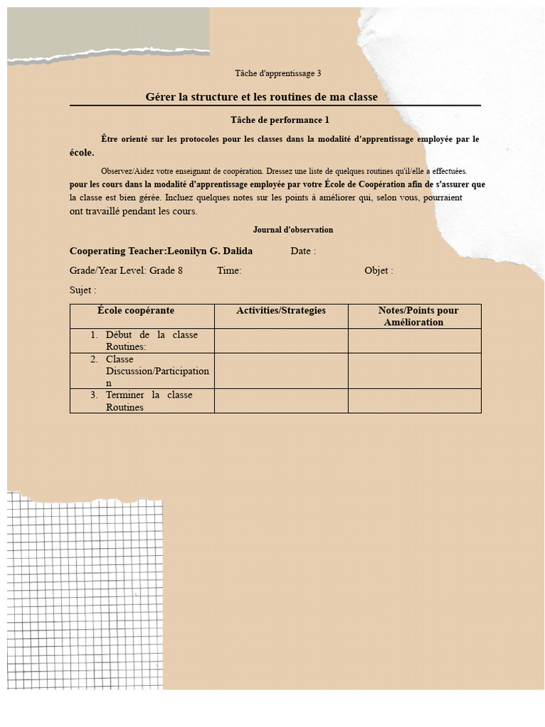 Gestion des Routines en Classe 8 | PDF | Apprentissage