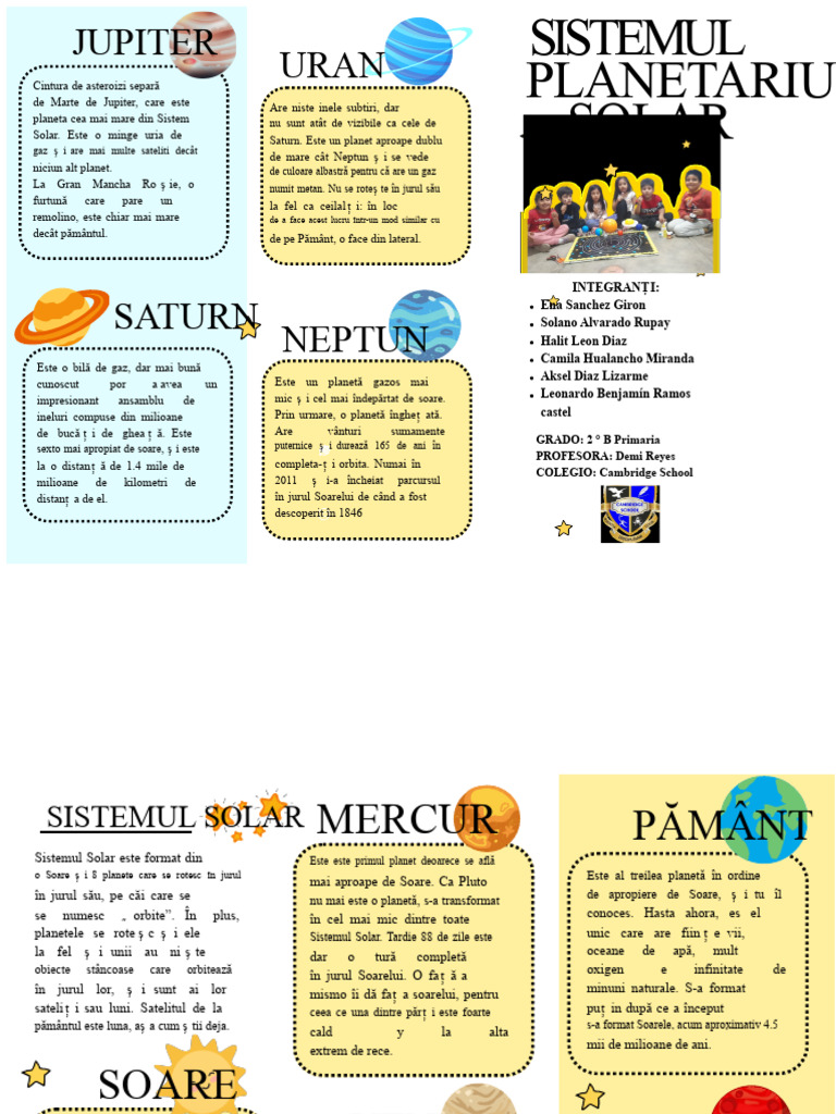 Sistemul Solar - Triptic | PDF