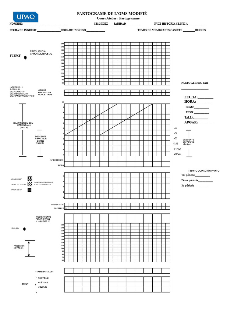 Partogramme OMS Modifié pour Suivi Obstétrical | PDF | Accouchement ...