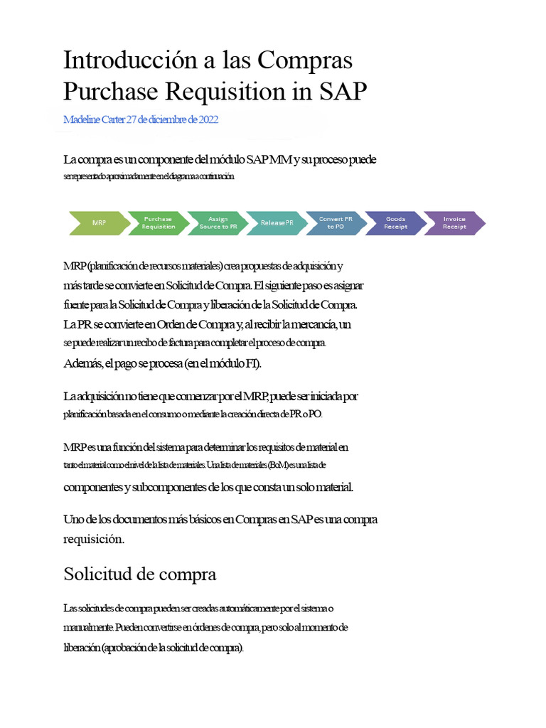 Guía de Solicitudes de Compra en SAP | PDF