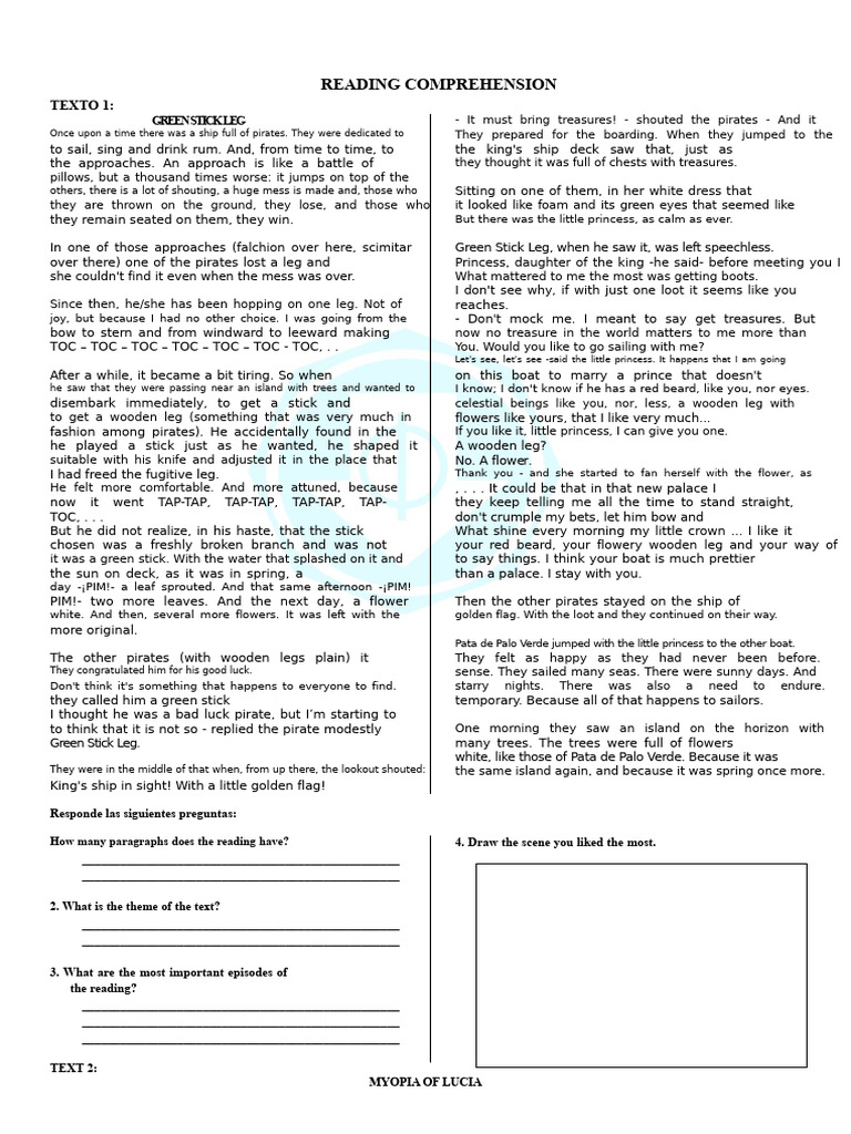 Reading Comprehension For Fifth Grade | PDF