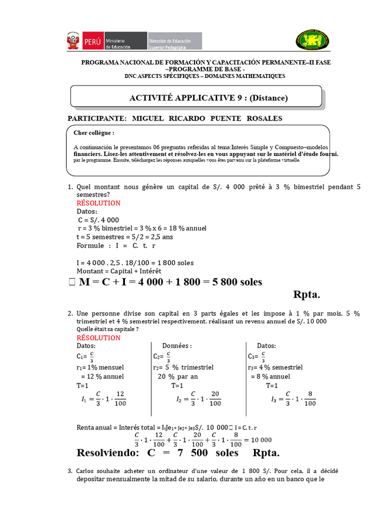 Questions sur l'Intérêt Simple et Composé | PDF | Économie