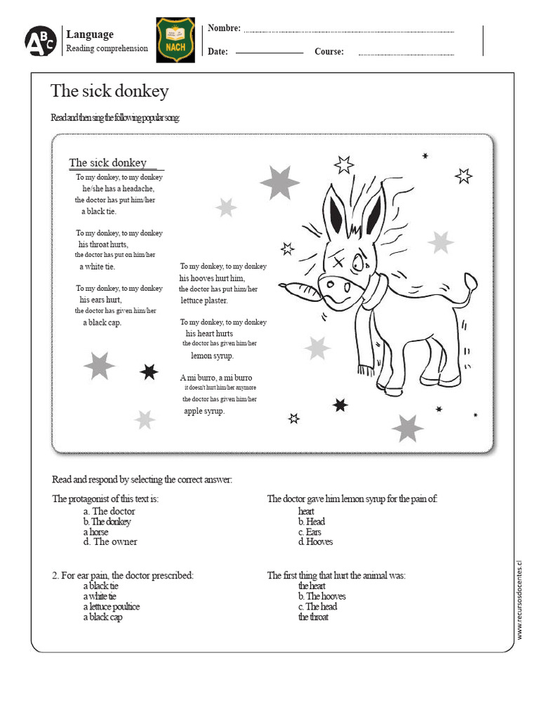 Reading Comprehension: The Sick Donkey | PDF | Domesticated Animals ...