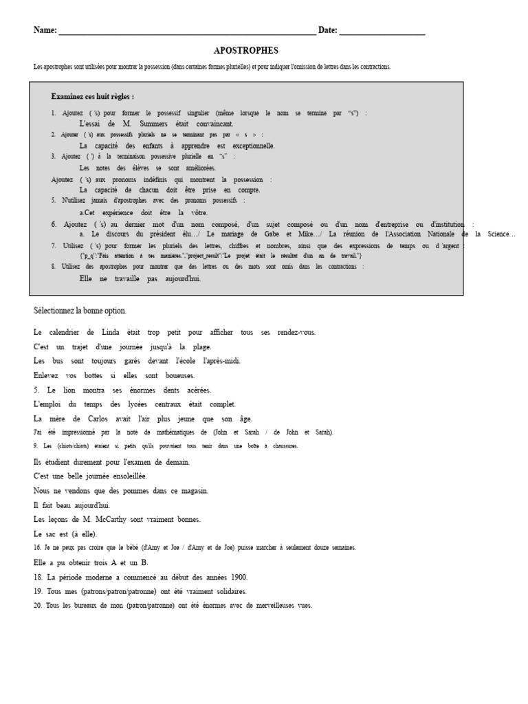 Règles d'utilisation des apostrophes | PDF | Linguistique