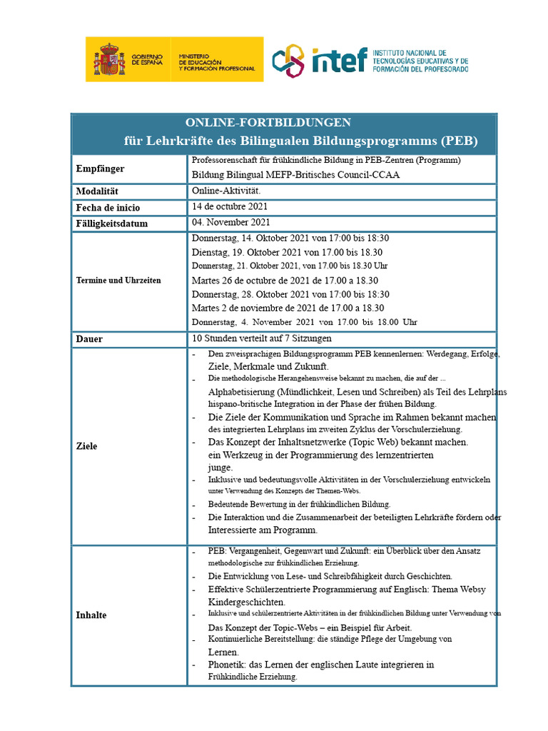 Modell eines Programms für die Seminare | PDF