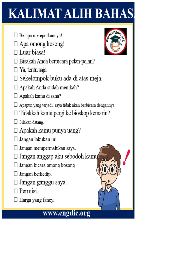 Kalimat Sehari-hari dalam Bahasa Inggris | PDF