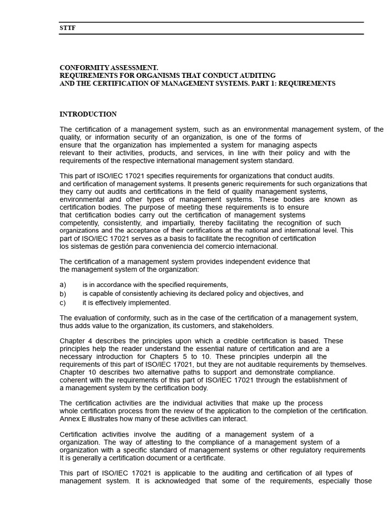 ISO/IEC 17021: Certification Requirements | PDF | Audit | Certification