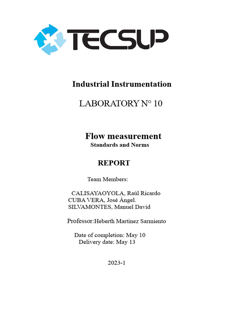Laboratory 10 - Flow Measurement | PDF | Flow Measurement | Mechanical ...