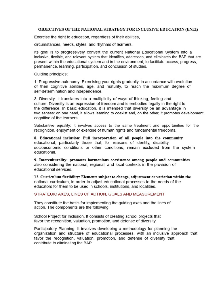 National Strategy For Inclusive Education | PDF | Inclusion (Education ...