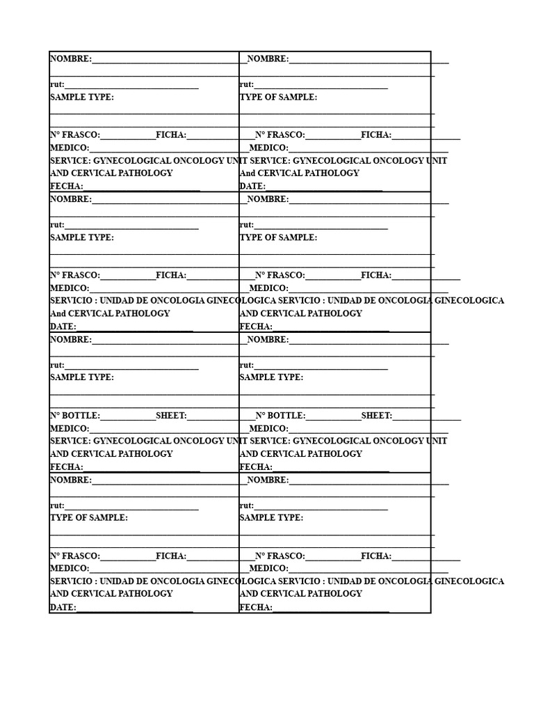 Formulario de Oncología Ginecológica | PDF