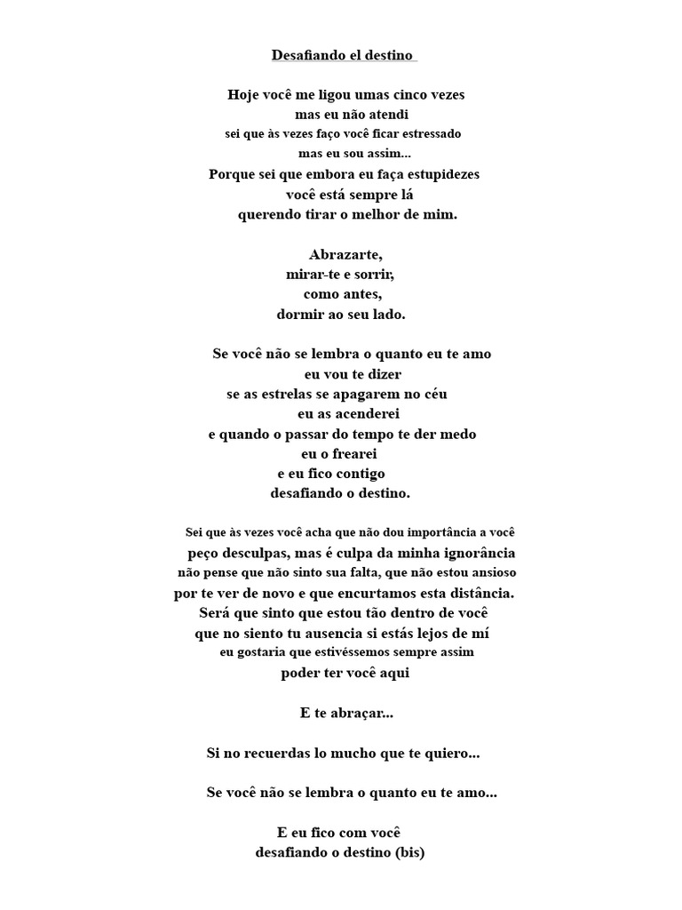 Desafiando o Destino: Amor e Saudade | PDF