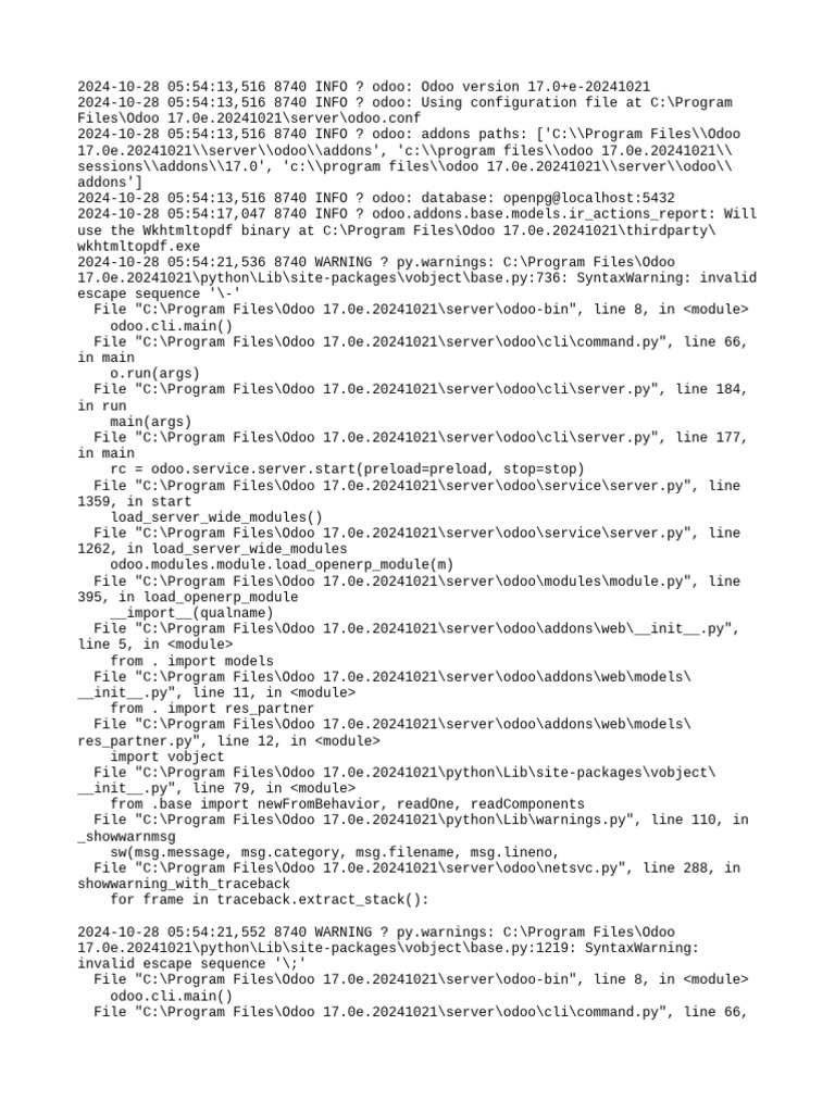 Odoo 17.0e Server Log Analysis | PDF | Bootstrap (Front End Framework ...
