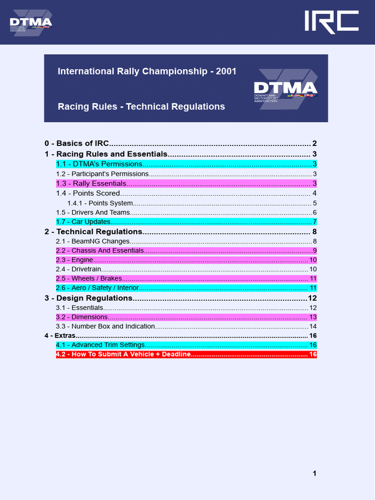 DTMA - IRC 2001 Regulations V3 | PDF | Tire | Four Wheel Drive