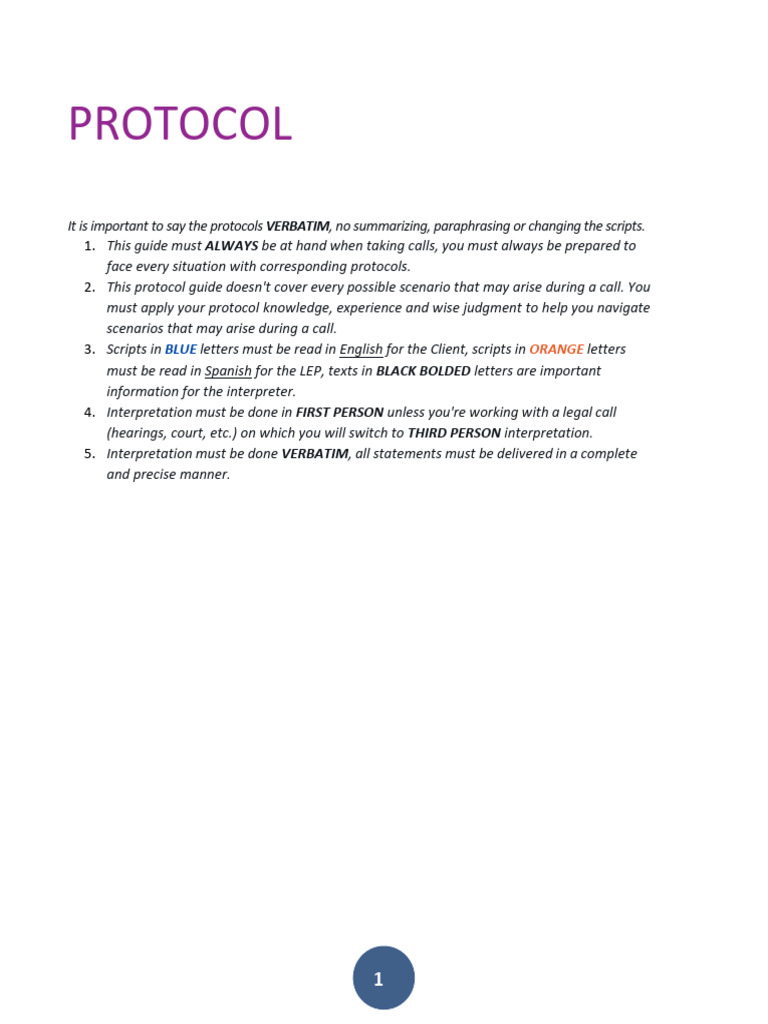 Call Interpretation Protocol Guide | PDF | Human Communication ...