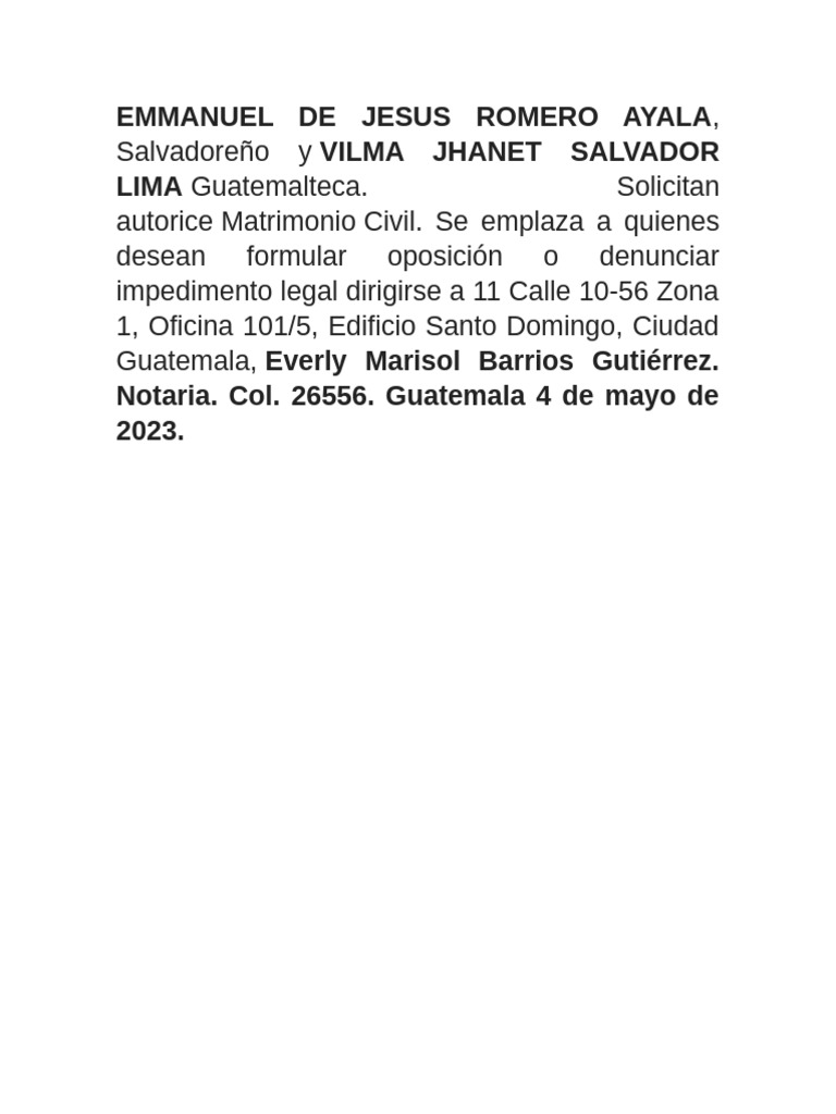 Edicto de Matrimonio | PDF
