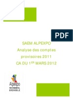 ALPEXPO Synthèse comptes provisoires 2011