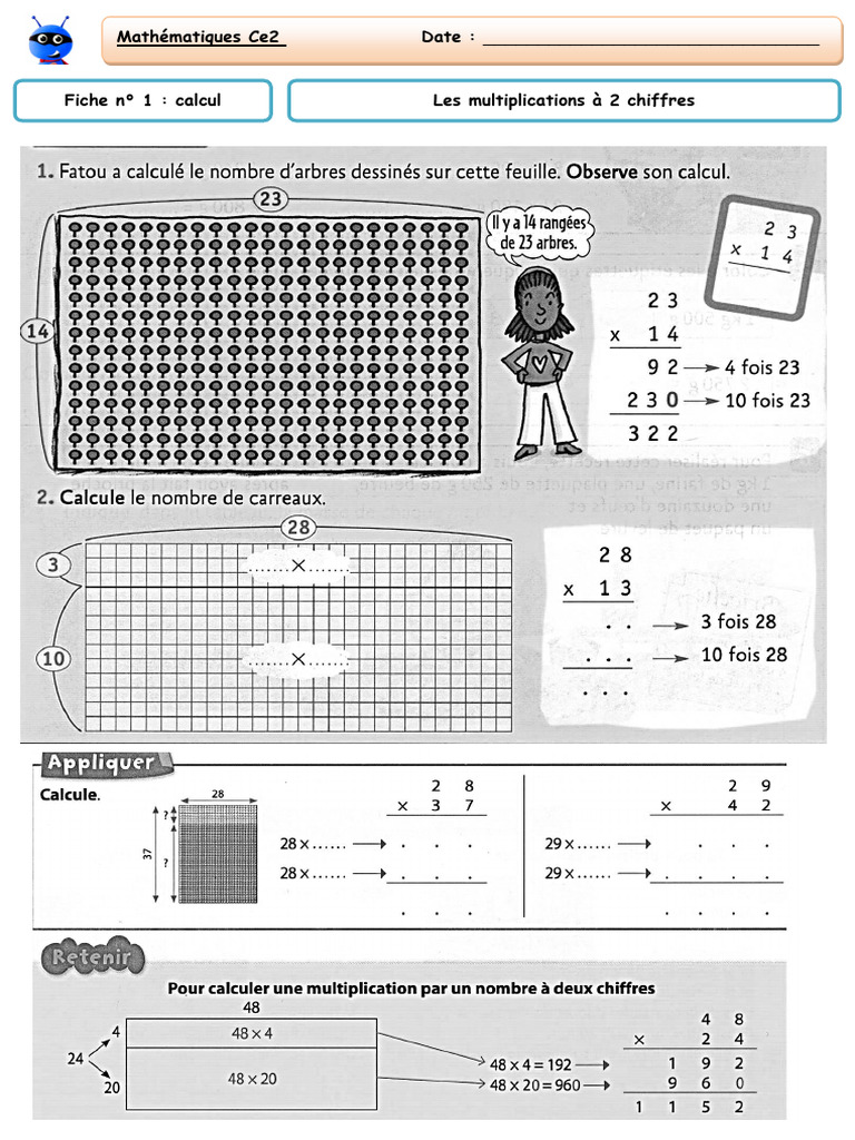Exercices de multiplication CE2 | PDF