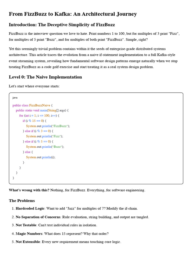 From FizzBuzz To Kafka An Architectural Journey | PDF | Scalability ...
