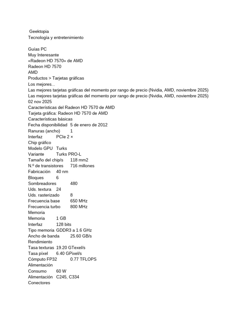 Radeon HD 7570: Especificaciones y Rendimiento | PDF | Compatibles con ...