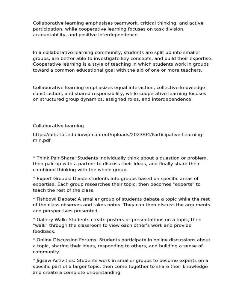 Cooperative Collaborative | PDF | Learning | Expert