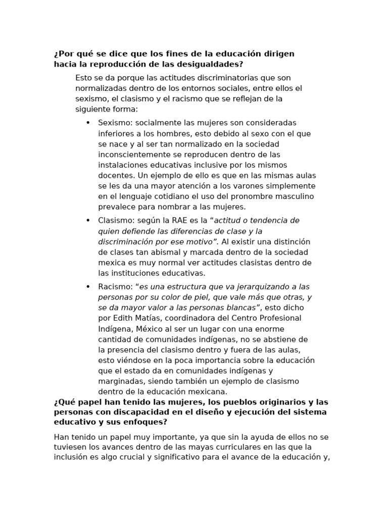 Desigualdades en la Educación Mexicana | PDF | Discriminación | Sexismo