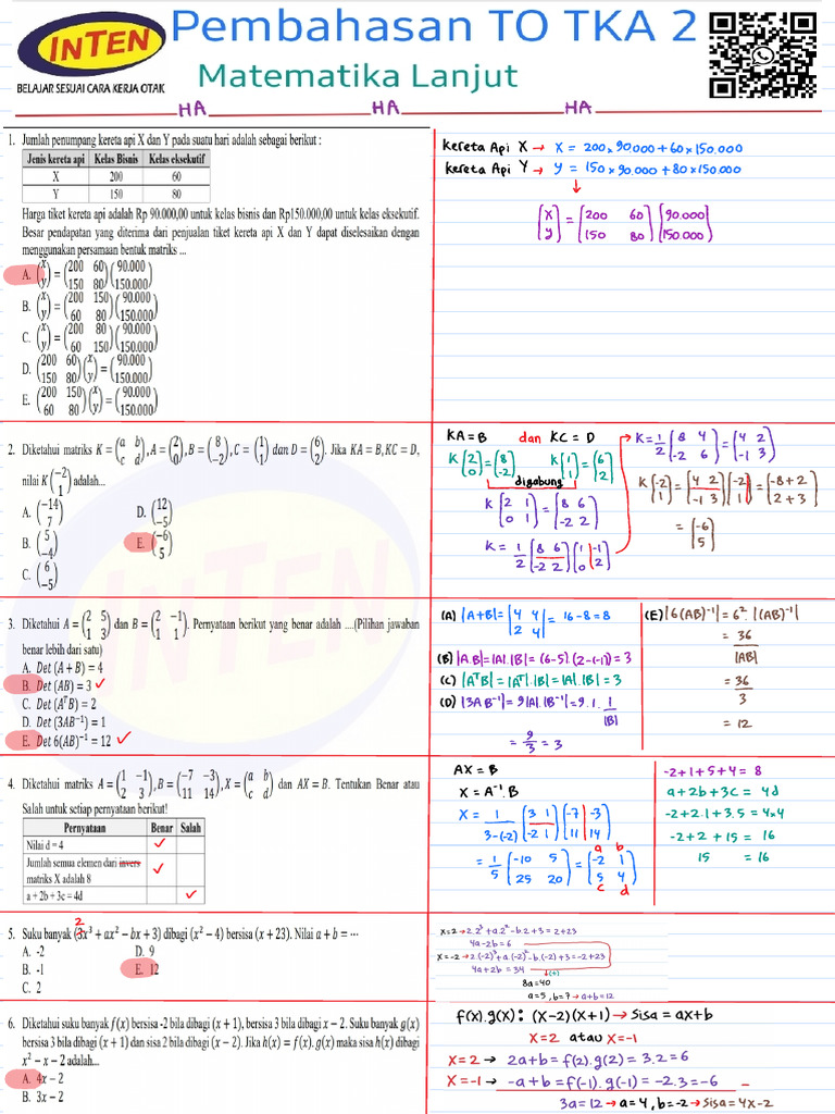 Progres To TKA 2 Math Lanjut | PDF