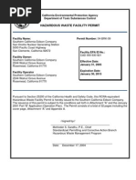 Hazardous Waste Facility Permit Issued To The Southern California Edison Company