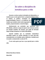 Miriam Breve Reflexão Sobre A Disciplina de Matemática para A Vida Mirimx