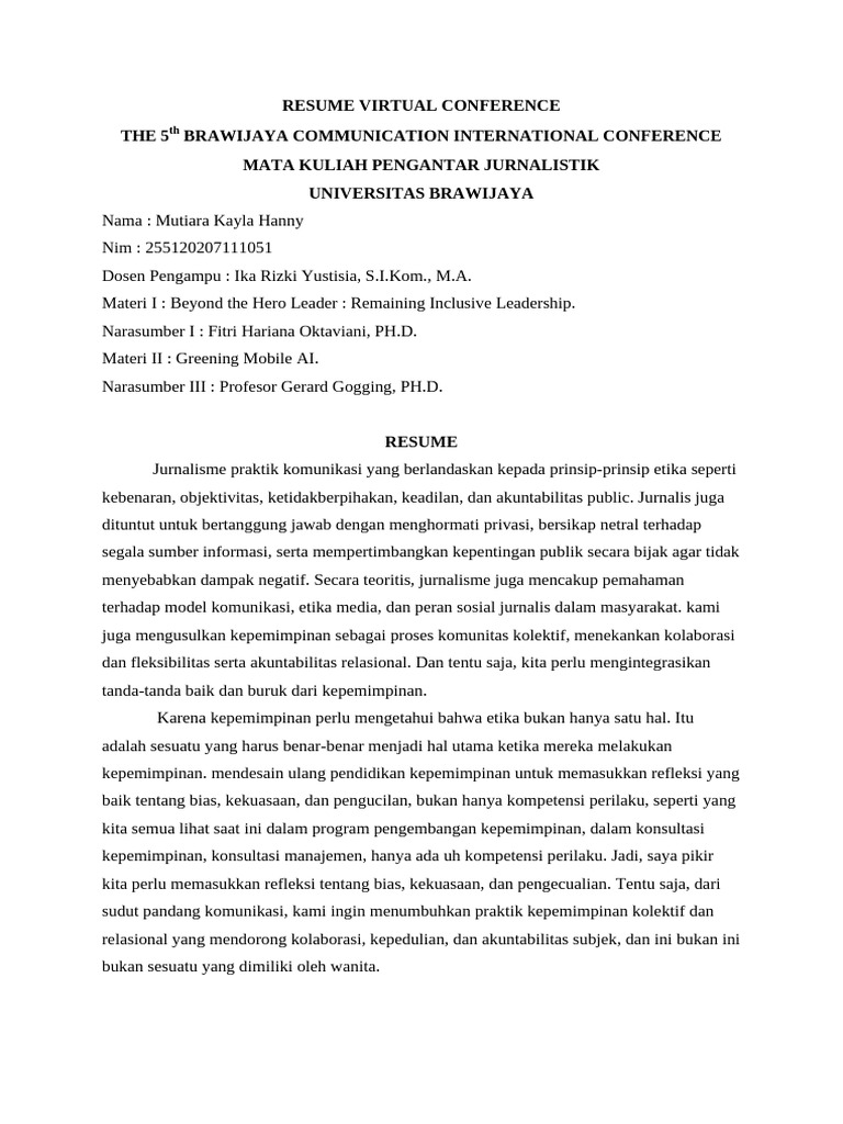 Resume Virtual Conference (Mutiara Kayla Hanny) | PDF