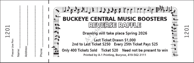 Buckeye Central Music Boosters Raffle | PDF