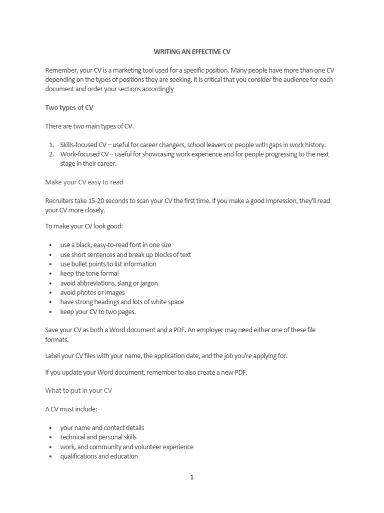 Effective CV Writing Guide | PDF