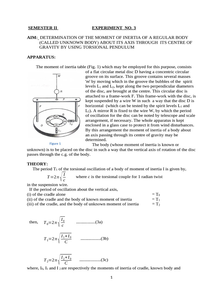 Moment of Inertia Experiment Guide | PDF | Rotation | Pendulum
