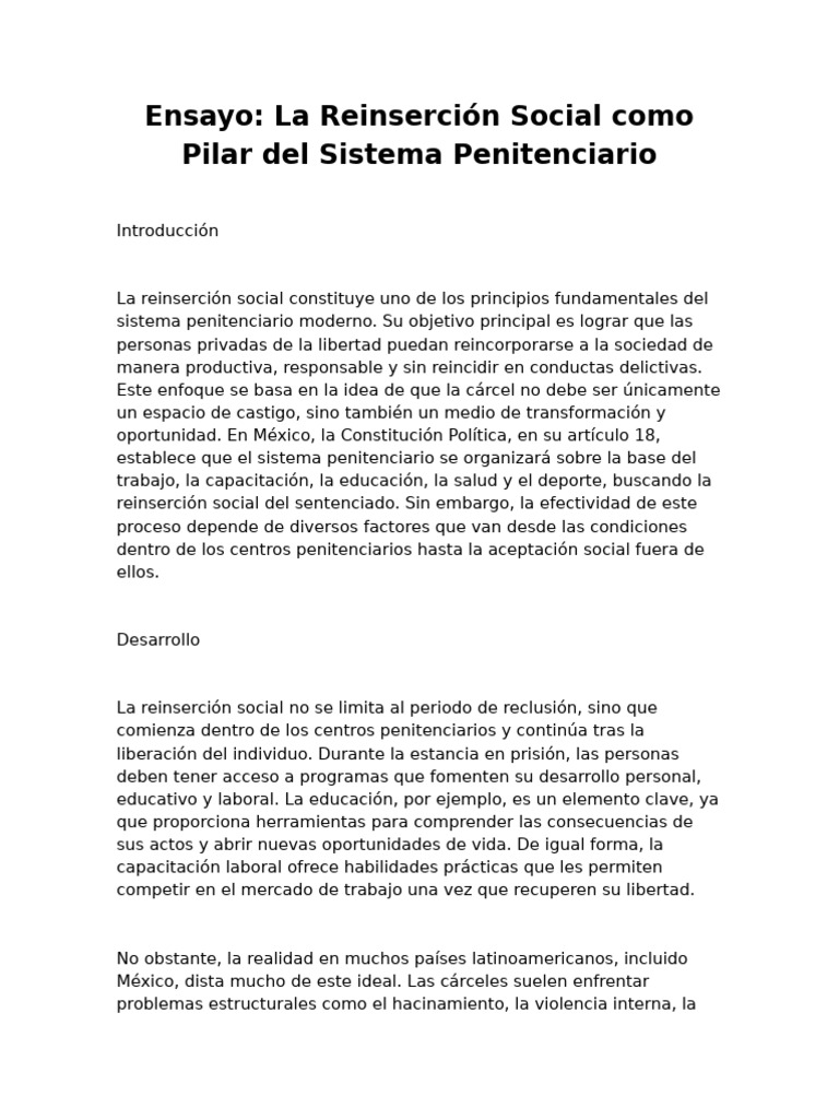 Reinserción Social en el Sistema Penitenciario | PDF | Prisión ...