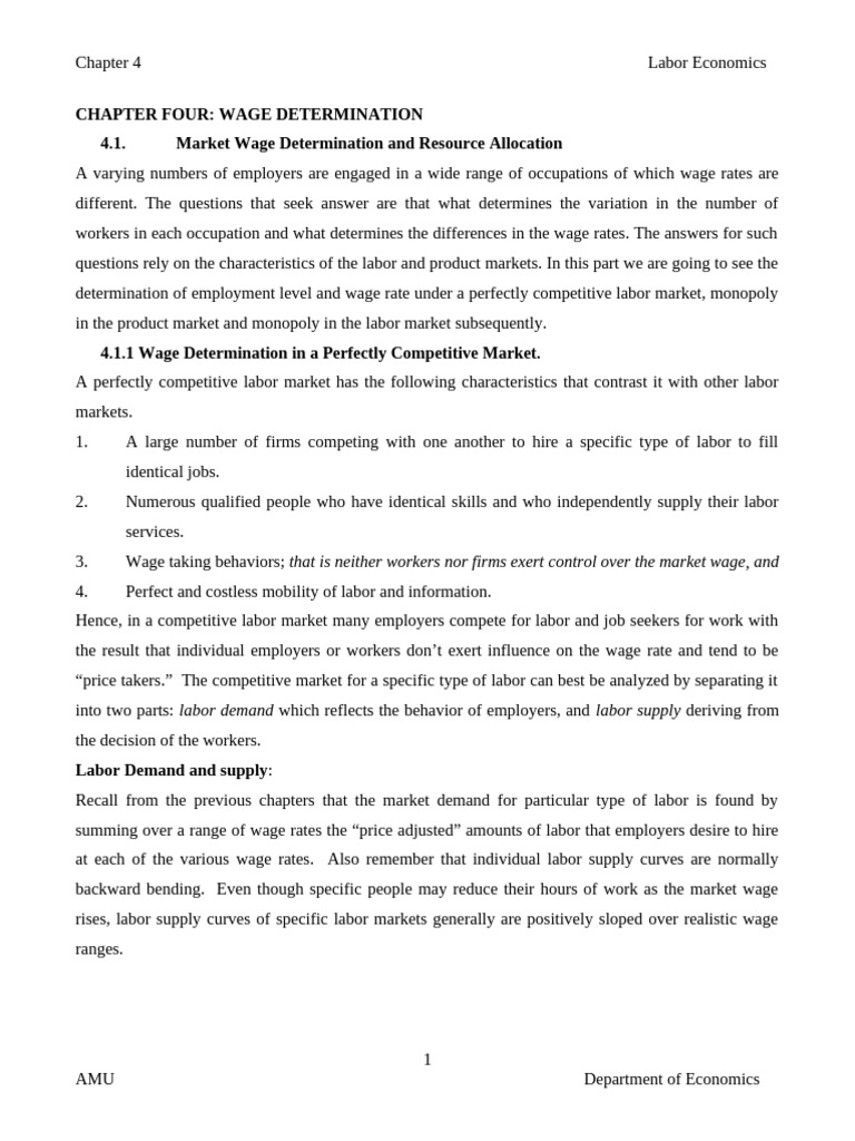 Ch_4 | PDF | Labour Economics | Supply And Demand