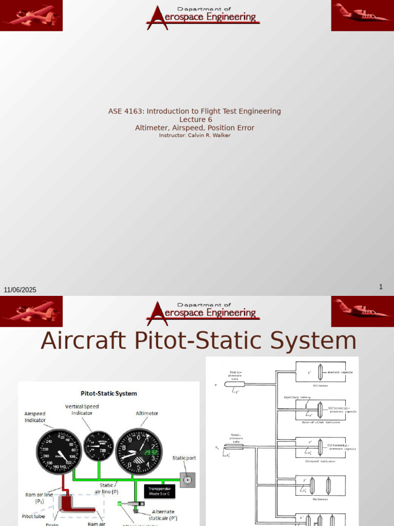 ASE 4163 Flight Test Engineering Lecture 6 | PDF | Airspeed | Aerospace