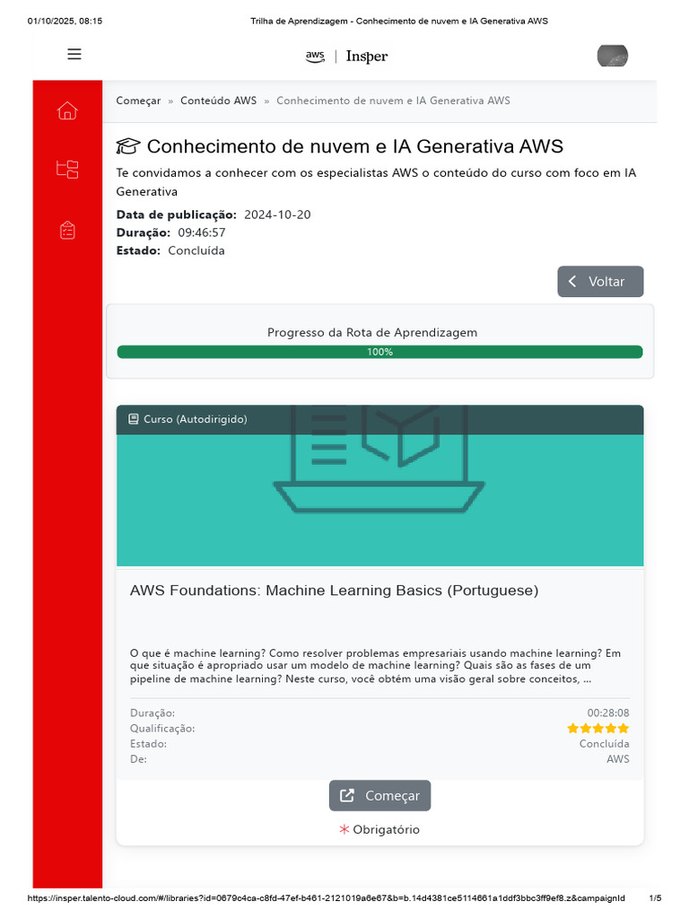 Trilha de Aprendizagem - Conhecimento de Nuvem e IA Generativa AWS ...