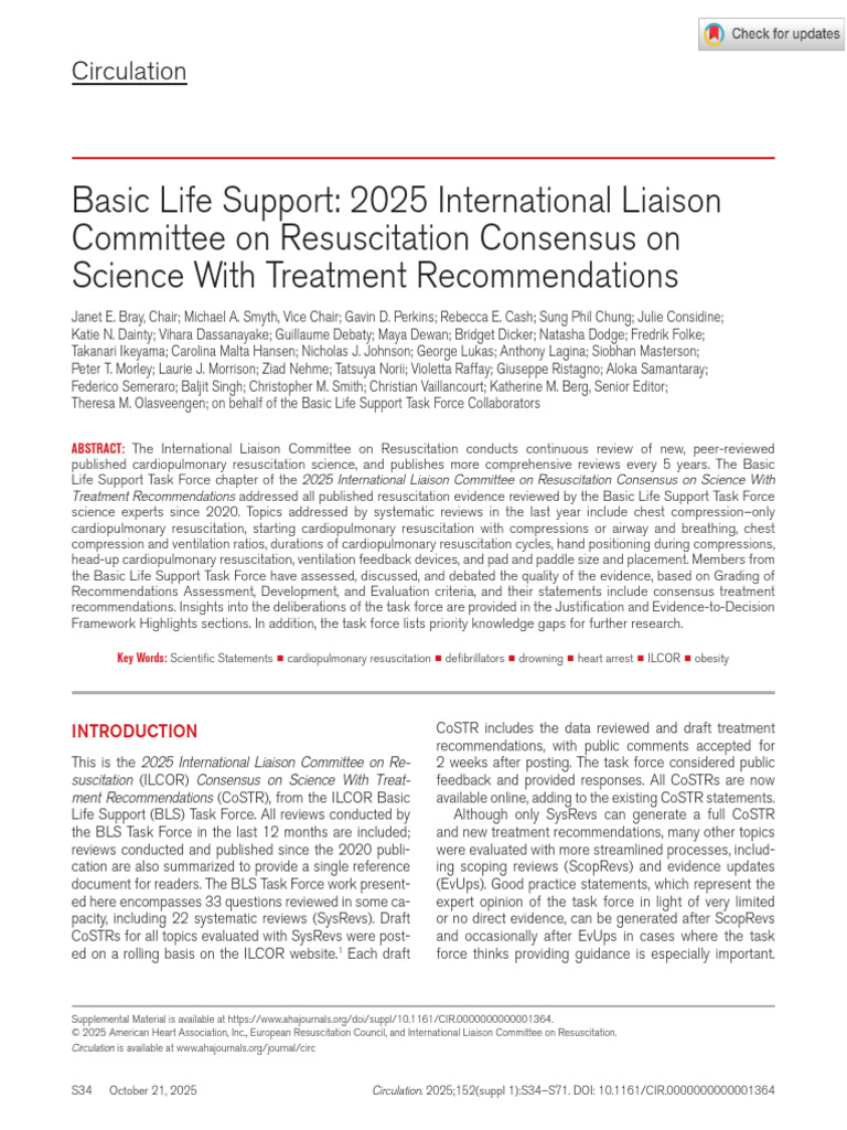 2025 BLS Treatment Recommendations | PDF | Cardiopulmonary ...