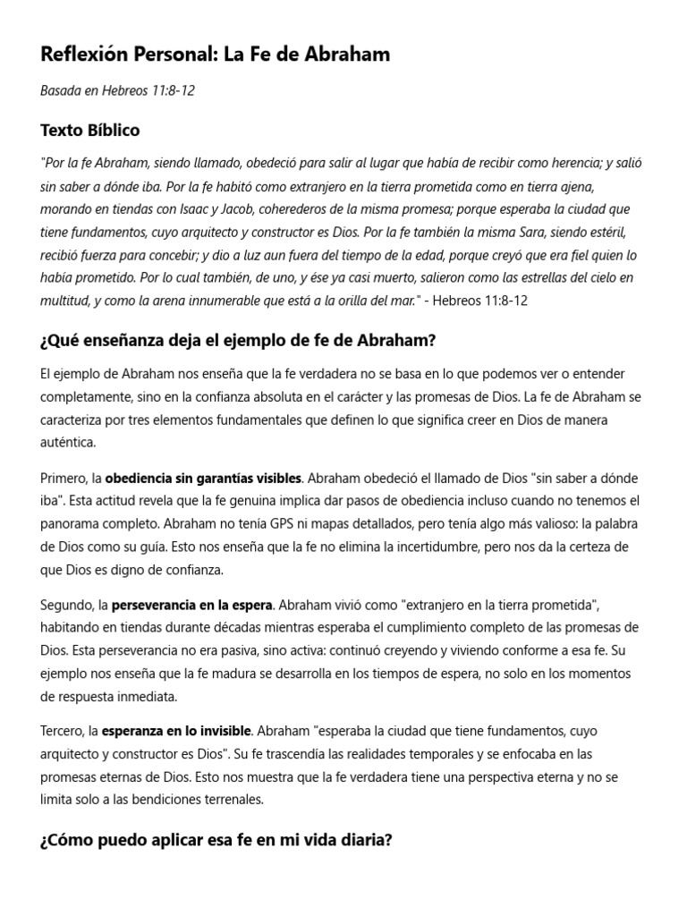Reflexión - La Fe de Abraham | PDF | Fe | Abrahán