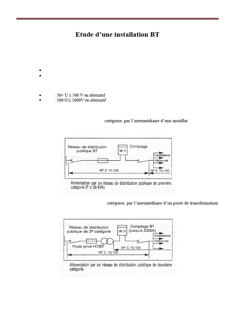 Étude d'une installation électrique BT | PDF | Tension électrique ...
