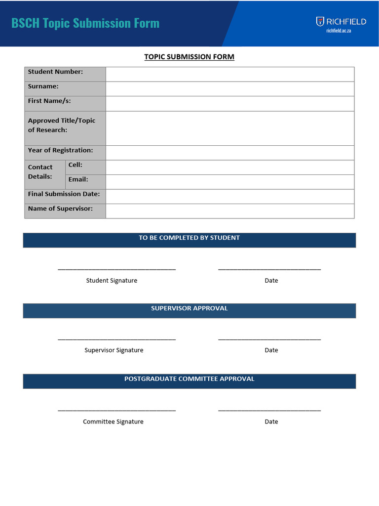 BSCH Topic Submission Form | PDF