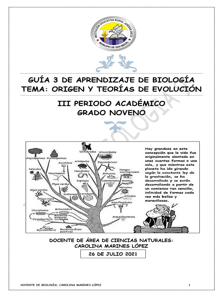 Teorías del Origen y Evolución de la Vida | PDF | Evolución | Seleccion ...
