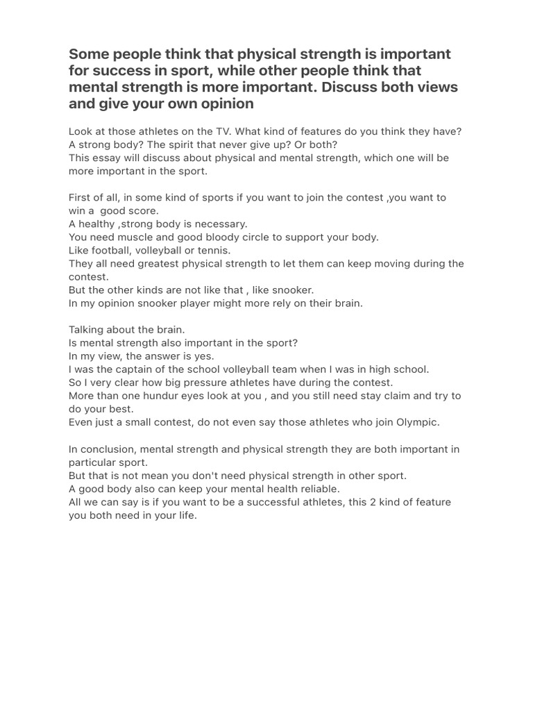Importance of Mental vs. Physical Strength in Sports | PDF