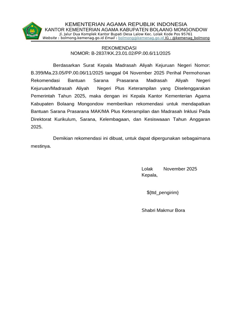Surat Rekom MAKN | PDF