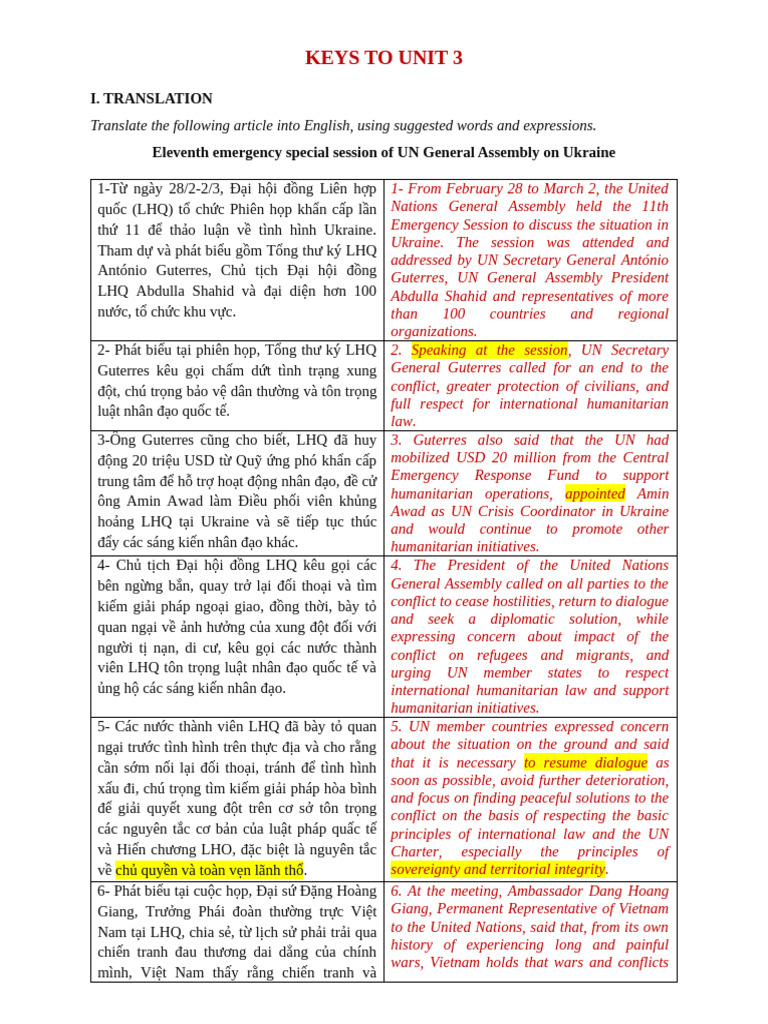 Keys To Unit 3 | PDF
