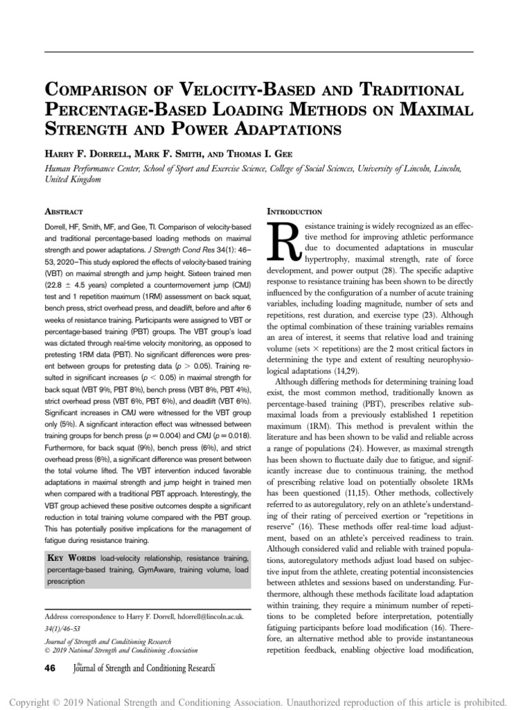 Velocity vs. Percentage-Based Training | PDF | Strength Training ...
