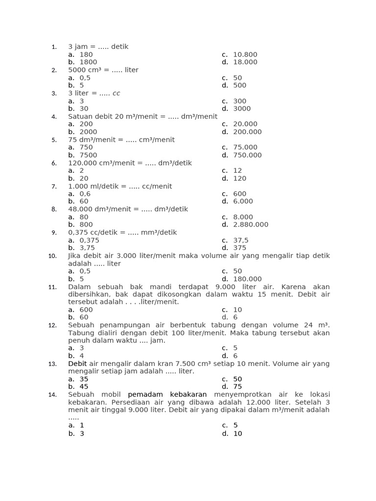 Konversi Satuan Debit dan Volume Air | PDF